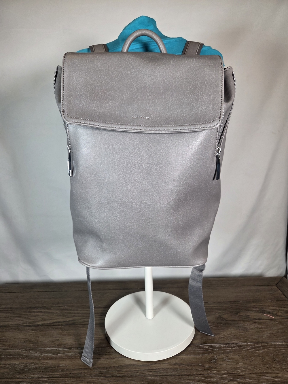 Matt & Nat Gray Fabi Vegan Leather Large Capacity Backpack